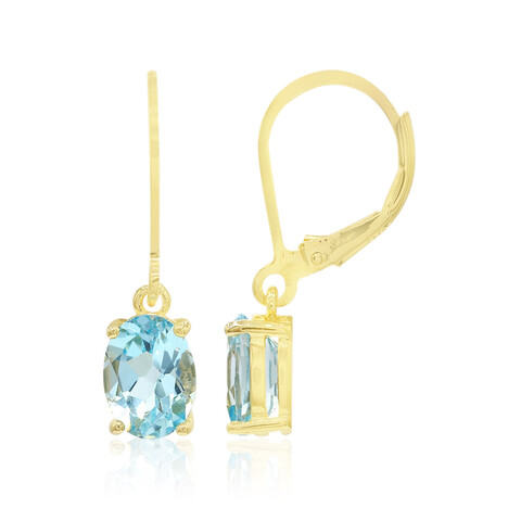 Zilveren oorbellen met hemel-blauwe topaasstenen