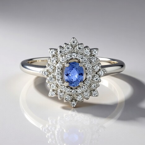 Anello in argento con Zaffiro Ceylon Blu (non riscaldato)