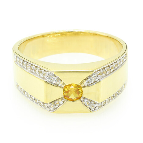 Anillo de hombre en plata con Granate mandarina