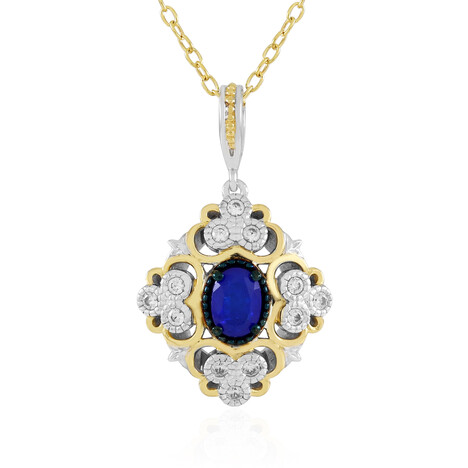 Zilveren halsketting met een kobaltblauwe spinel (Gems en Vogue)