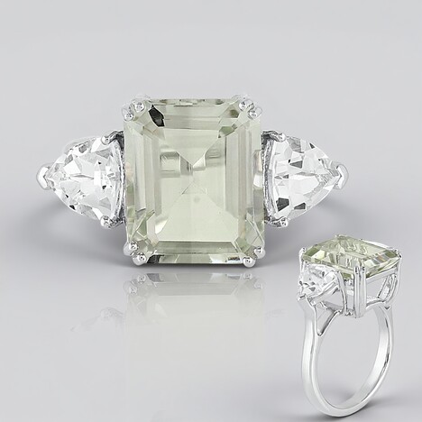 Bague en argent et Améthyste verte