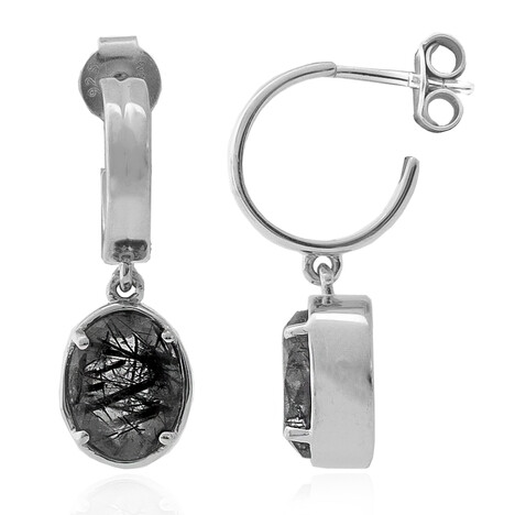 Schwarzer Rutilquarz-Silberohrringe