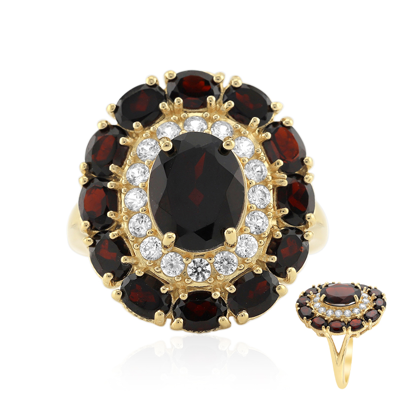 Bague En Argent Massif Trio De Pierres - Zirconiums Et Grenat - Taille 60 - Occasion
