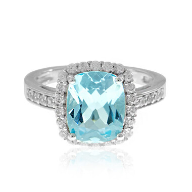 Anillo en plata con Topacio azul cielo