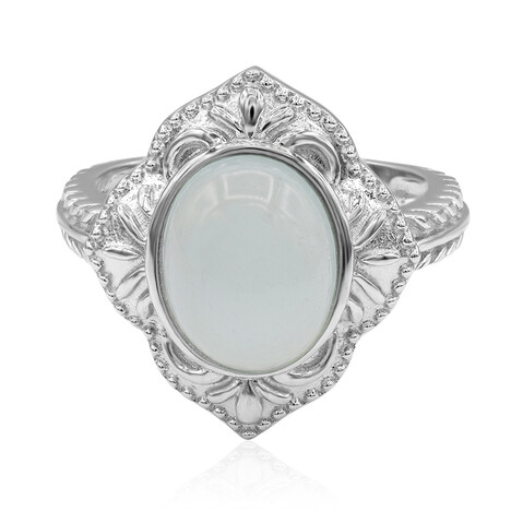 Bague en argent et Calcédoine d'eau