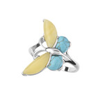 Anello in argento con Ambra Milky Baltica (dagen)