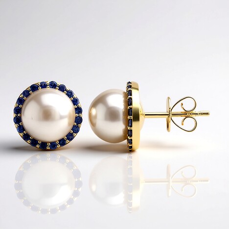 Orecchini in oro con Perla Bianca dei Mari del Sud (Michelle Albala)