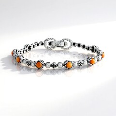 Bracciale in argento con Conchiglia di Ostrica Spinosa Arancione (Desert Chic)