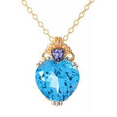 Zilveren halsketting met een Zwitsers-blauwe topaas (Gems en Vogue)