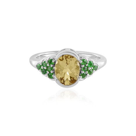 Zilveren ring met een gele beril