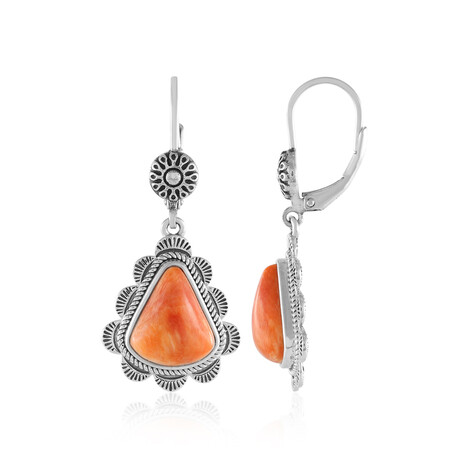 Orange Stachelauster-Silberohrringe (Desert Chic)