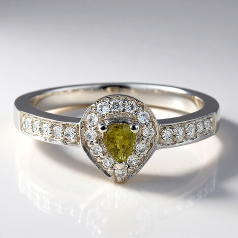Anello placcato in platino con Tormalina Cuprian