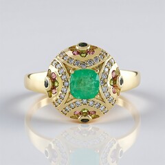 Bague en or et Emeraude de Zambie (de Melo)