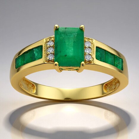 Bague en or et Emeraude de Zambie AAA