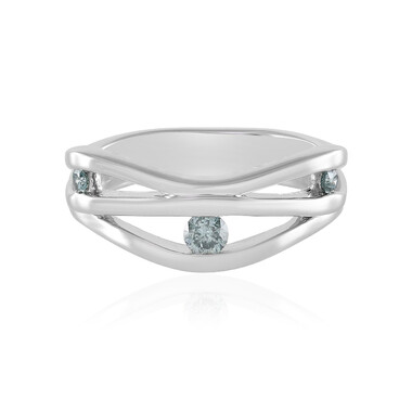 Anello in argento con Diamante Blu I2