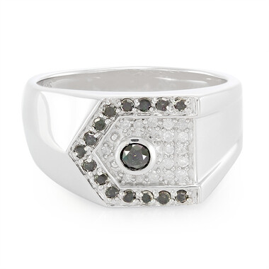 Schwarzer Diamant-Silberring