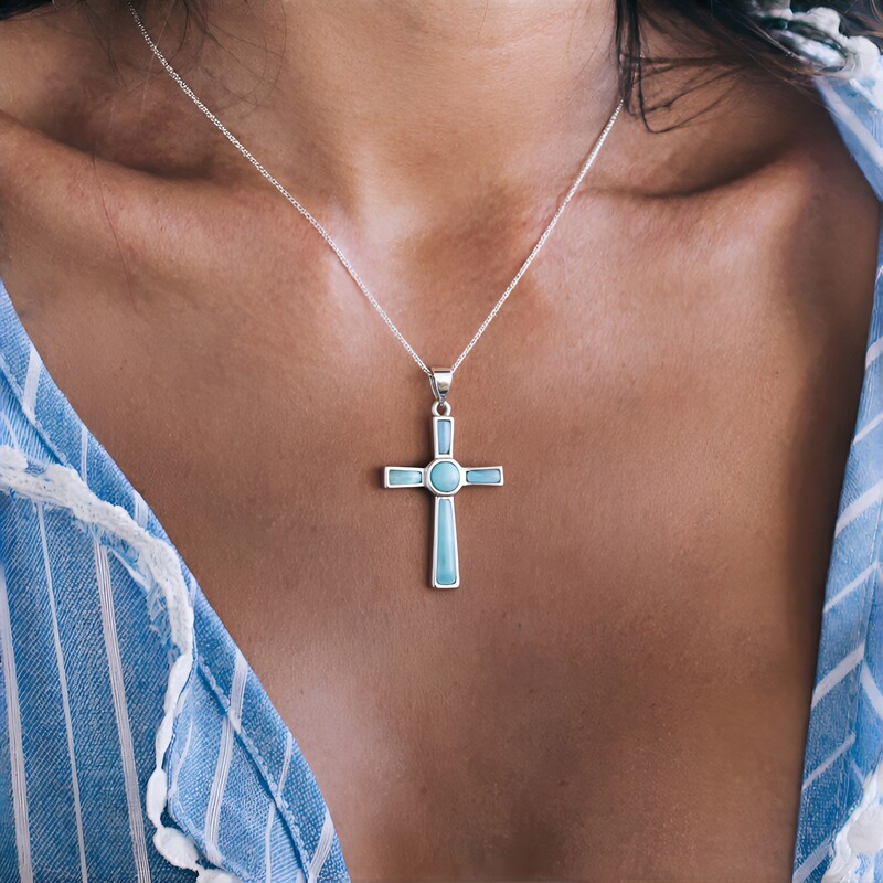 Zawieszka ze srebra rodowanego - Larimar