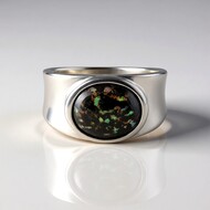 Bague en argent et Opale Léopard