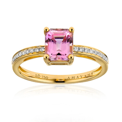 Pinkfarbener Diaspor-Goldring (AMAYANI)