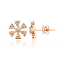9K SI1 Argyle Rose De France Diamond Gold Earrings