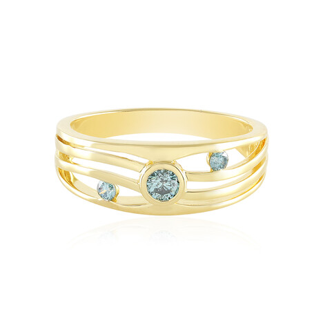 Blauer I2 Brillant-Silberring