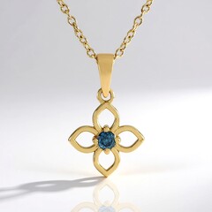 Collana in argento con Diamante Blu I2