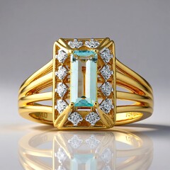 Anello in oro con Euklas blu colombiano