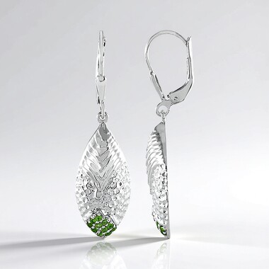Pendientes en plata con Diópsido de Rusia (SAELOCANA)