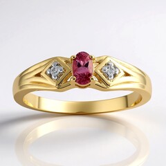 Bague en or et Saphir Padparadscha