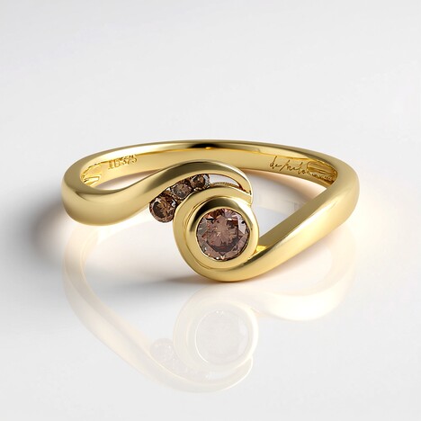 Anello in oro con Diamante Champagne I2 (de Melo Gold)