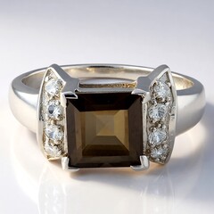Anello in argento con Quarzo Fumè