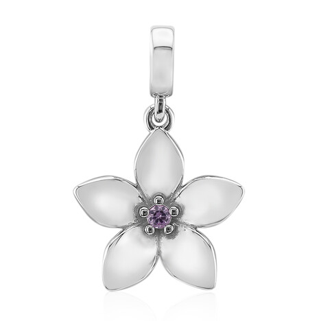Pinkfarbener Saphir-Silberanhänger (Annette)