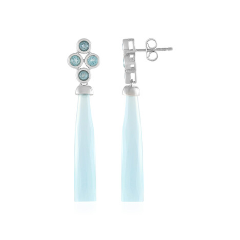 Zilveren oorbellen met Aqua Chalcedonen (KM by Juwelo)