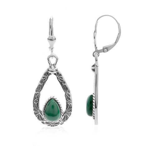 Boucles d'oreilles en argent et Malachite (Desert Chic)