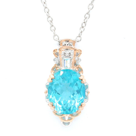 Paraiba Topaz Silver Necklace (Gems en Vogue)