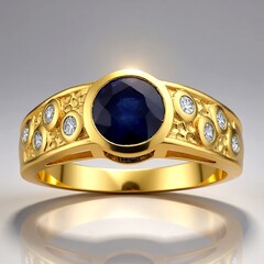 Anello in oro con Zaffiro Blu del Madagascar (de Melo Gold)