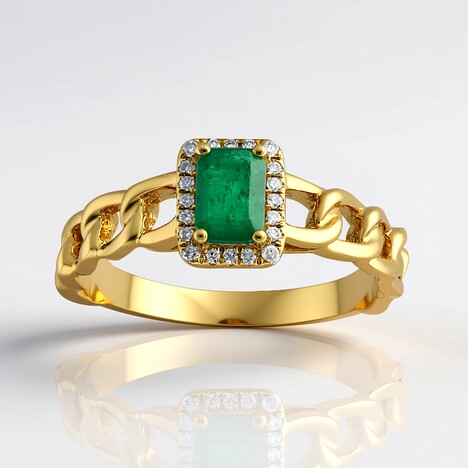 Anello in oro con Smeraldo Zambia AAA