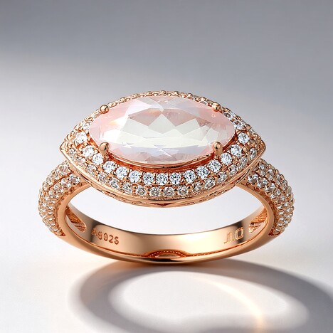 Anello in argento con Quarzo Rosa