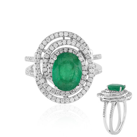 Anillo en oro con Esmeralda de Zambia