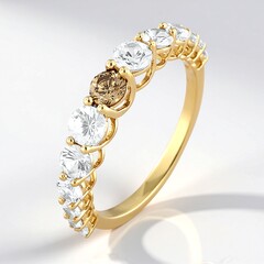 Anello in oro con Diamante Champagne I2 (de Melo Gold)