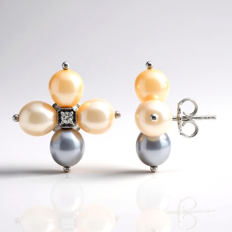 Orecchini in argento con Perla d'Acqua Dolce Arancione (TPC)