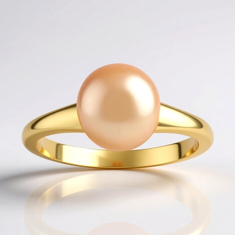 Anello in argento con Perla Ming color Pesca (TPC)