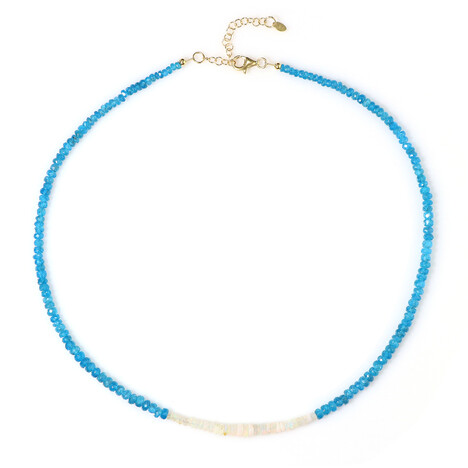 Collier en argent et Apatite bleu néon