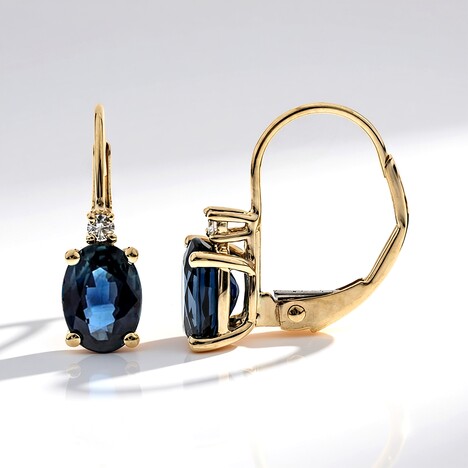 Boucles d'oreilles en or et Saphir bleu