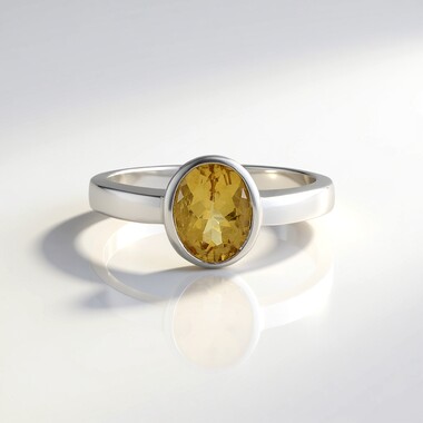 Anillo en plata con Berilo amarillo