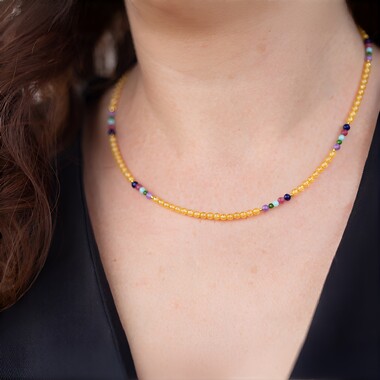 Citrine Silver Necklace (Riya)