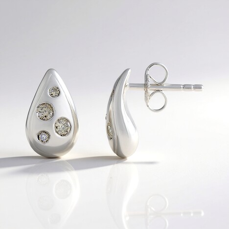 Orecchini in argento con Diamante Cioccolato I2