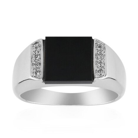 Schwarzer Onyx-Silberring