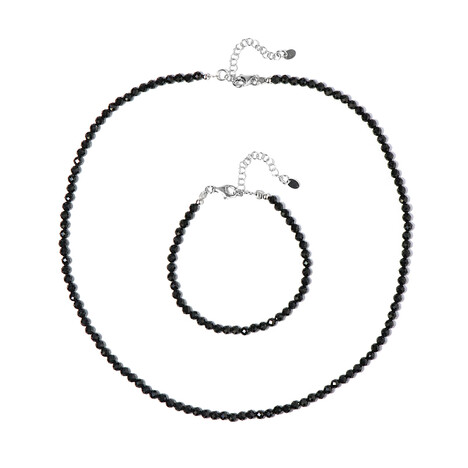 Parure en argent et Spinelle noir