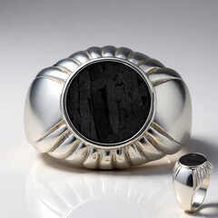 Anello in argento con Meteoriti di Aletai